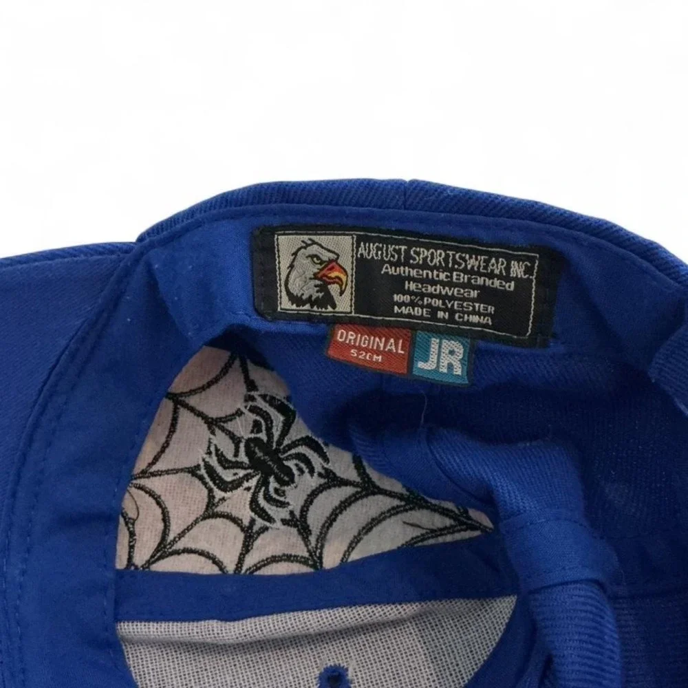 August Sportswear Spider Hat Kids Junior 52cm Blue Red Excellent Embroidered Cap
